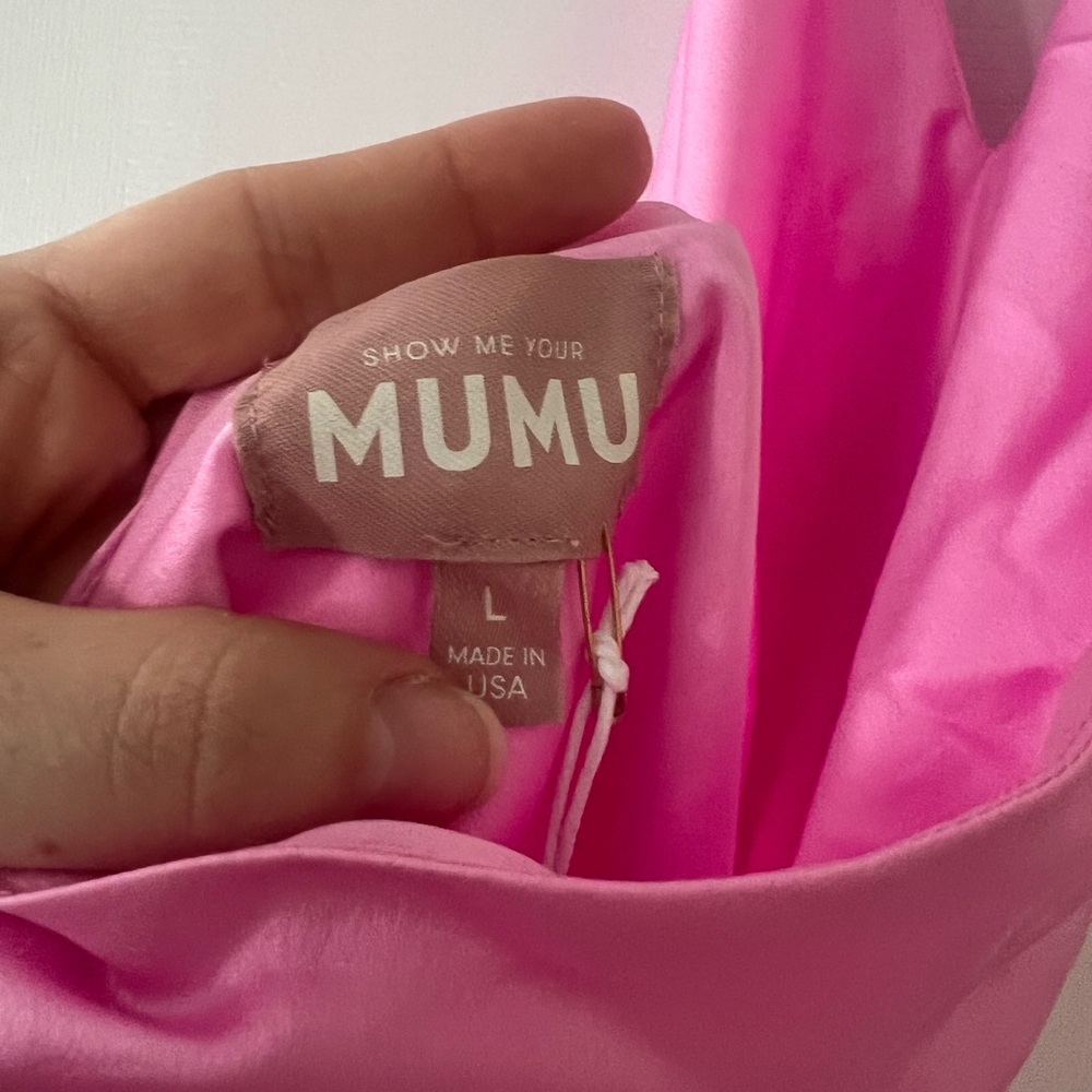 Show Me Your Mumu Jasmine Halter Mini Dress in Pink Luxe Satin size Large - Picture 8 of 8